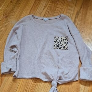 White Birch Beige Top with Leopard Accent